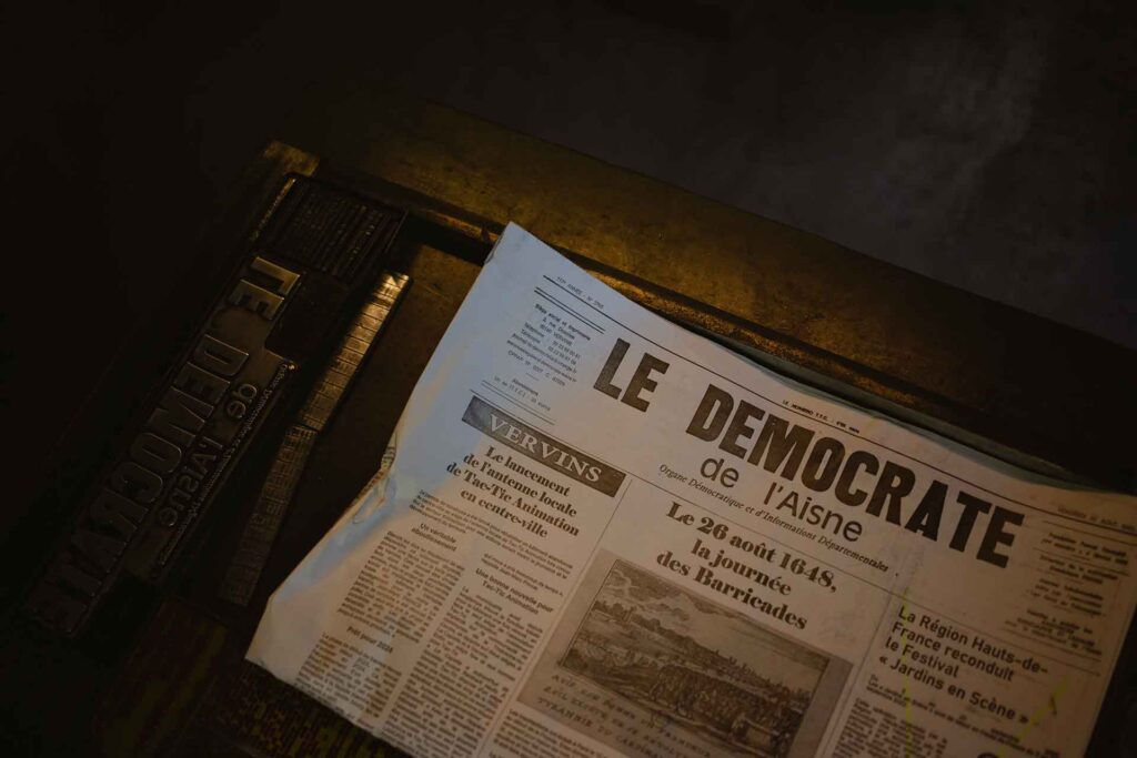 Journal le Démocrate de l'Aisne printed with lead type