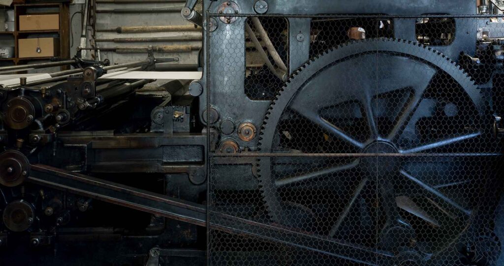 side view of a rotary printing press, Démocrate de l'Aisne