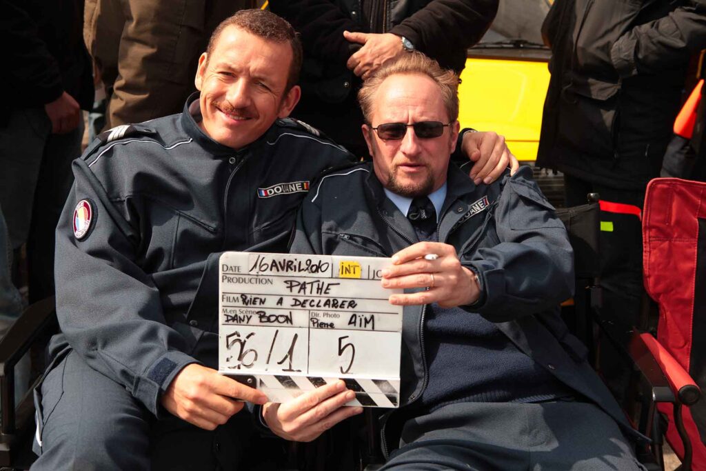 Dany Boon and Benoît Poelvoorde on the film set
